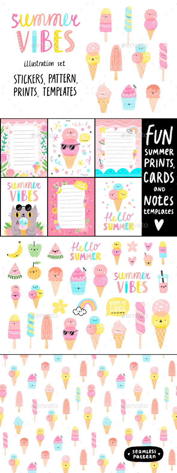 Summer Vibes Illustration Set - Illustrations Graphics