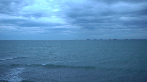 Evening Sea, Ships in the Distance