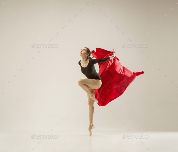 Modern ballet dancer dancing in full body on white studio background. - Stock Photo - Images