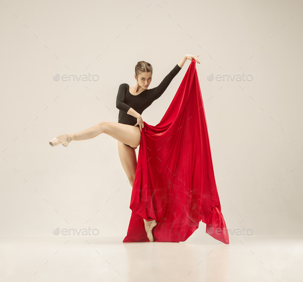 Modern ballet dancer dancing in full body on white studio background. - Stock Photo - Images