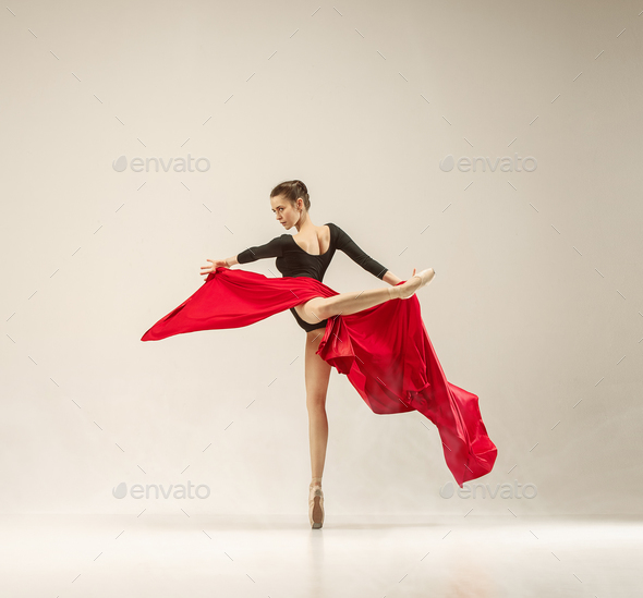 Modern ballet dancer dancing in full body on white studio background. - Stock Photo - Images