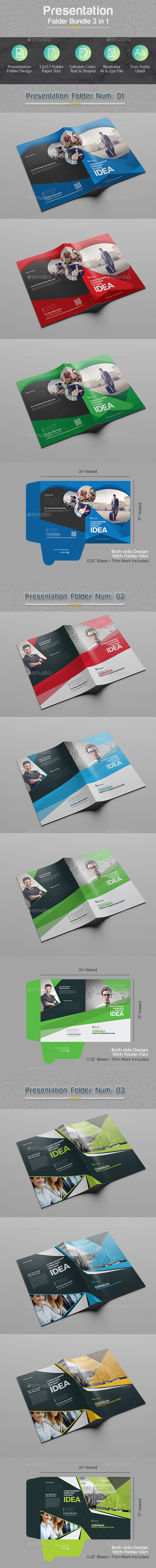 Presentation Folder Bundle 3 in 1 - Stationery Print Templates
