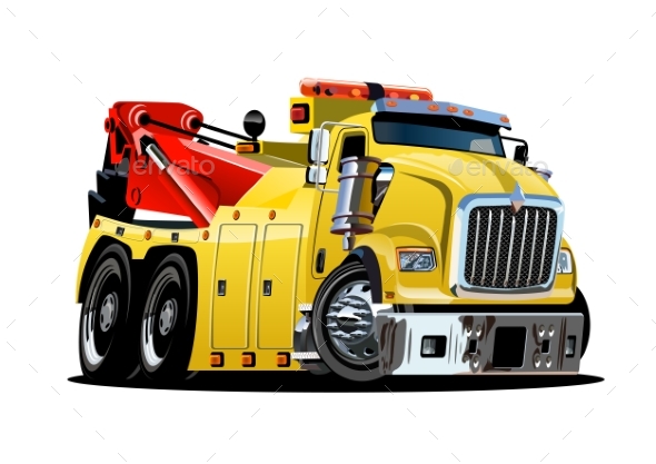 Cartoon Tow Truck - Man-made Objects Objects