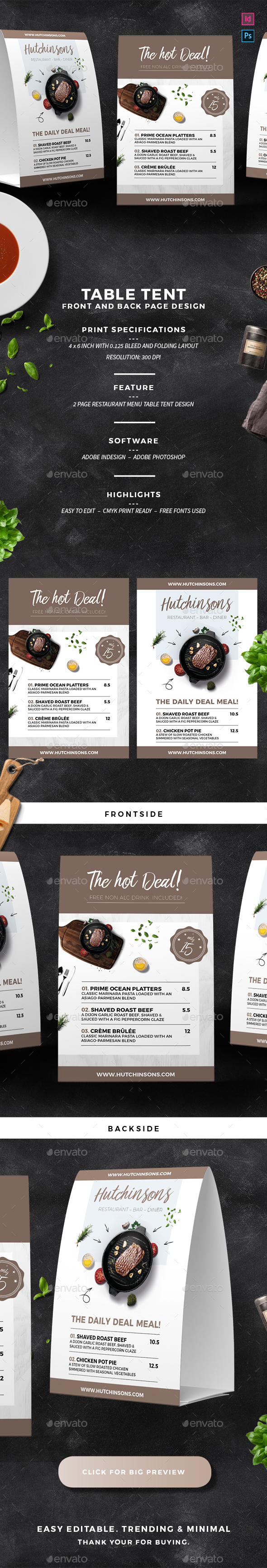 Restaurant Table Tent