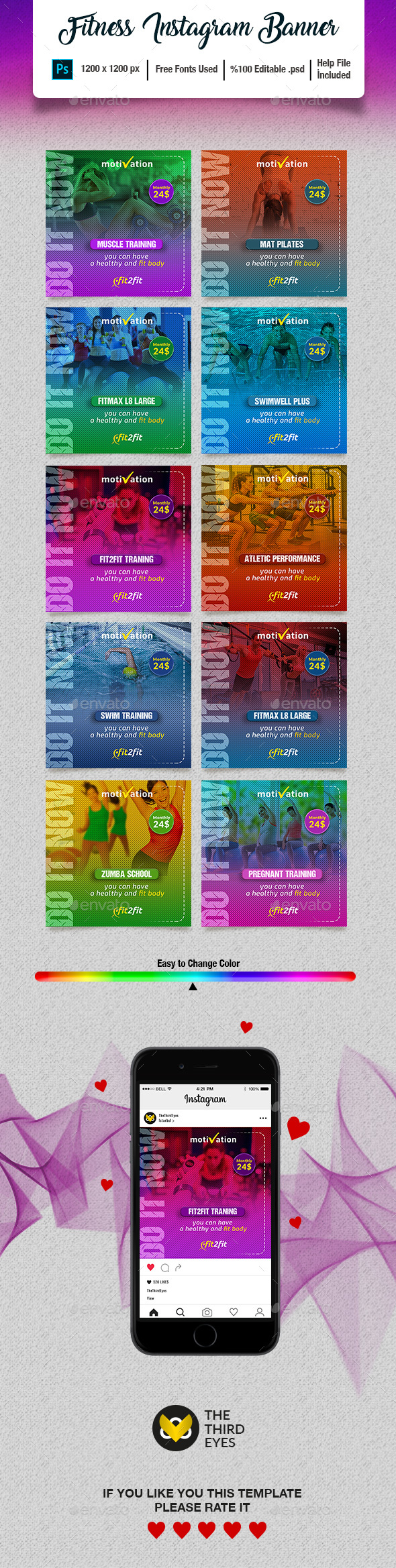 Fitness Instagram Banner Pack - Social Media Web Elements