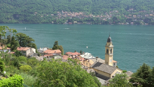 Old Church in Town at Coast of Como Lake, Italy alt