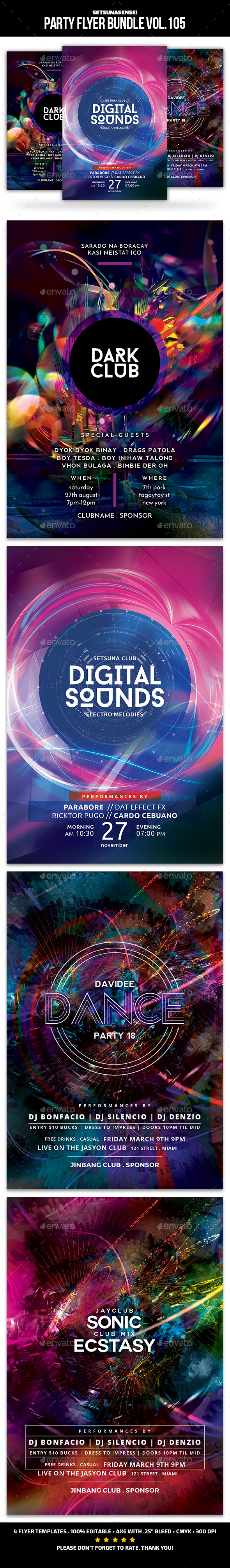 Party Flyer Bundle Vol.105 - Events Flyers