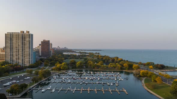Chicago Lincoln Park Aerial View in Fall alt