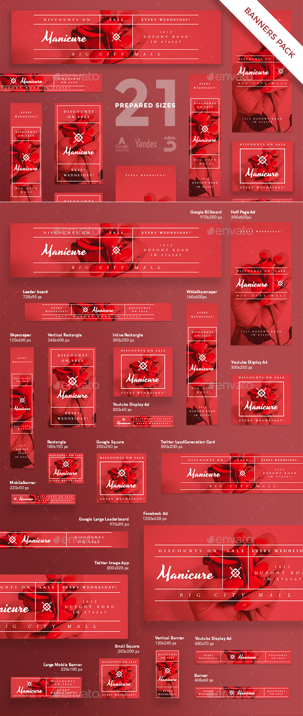 Nail Salon Banner Pack - Banners & Ads Web Elements