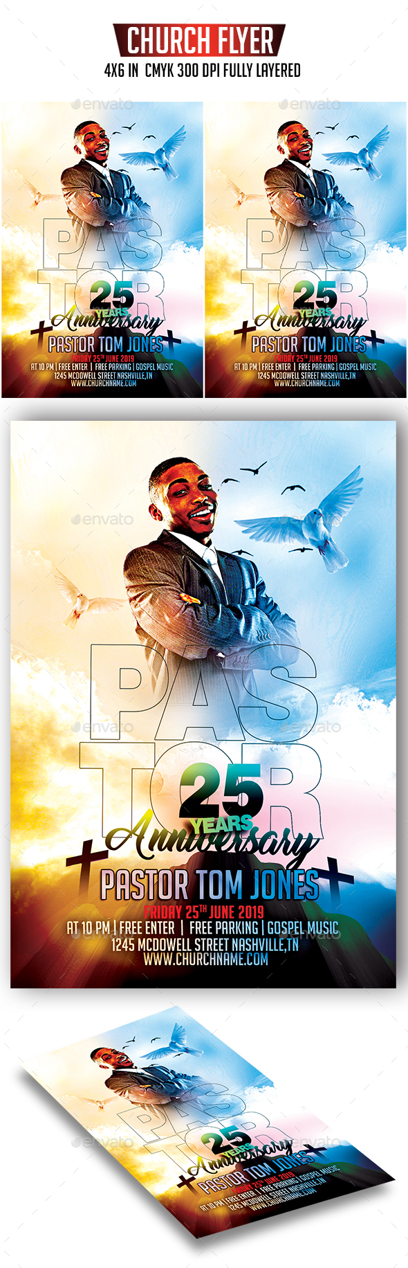 Pastor Anniversary Flyer - Church Flyers