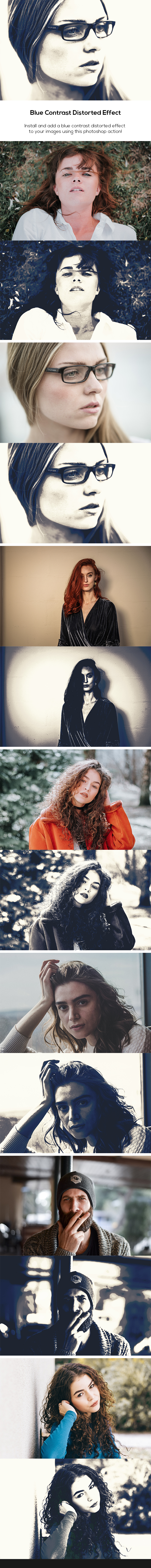 Blue Contrast Distorted Effect - Photo Effects Actions