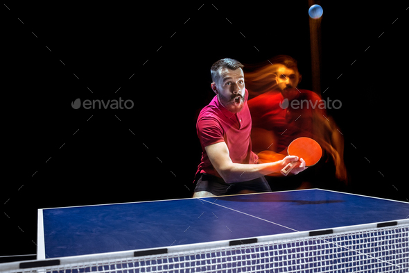 The table tennis player serving - Stock Photo - Images