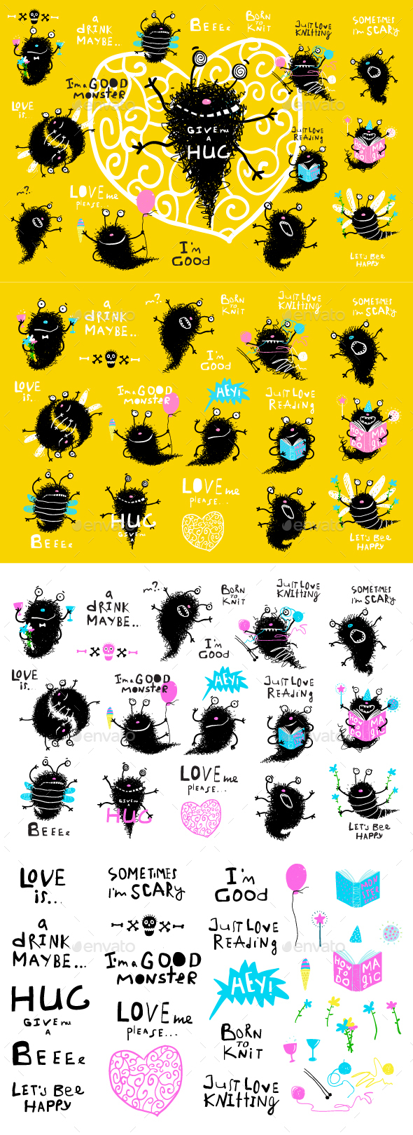 Fluffy the Monster Character Set - Monsters Characters