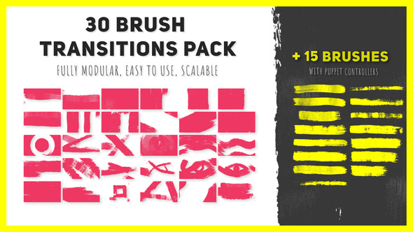 30 Brush Transitions - VideoHive 21940411