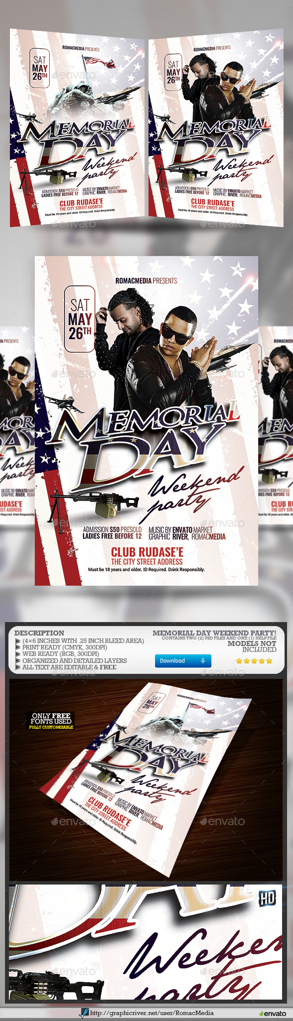 Memorial Day Flyer - Clubs & Parties Events