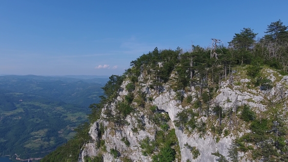 Aerial View Banjska Stena on Drina River, Serbia alt