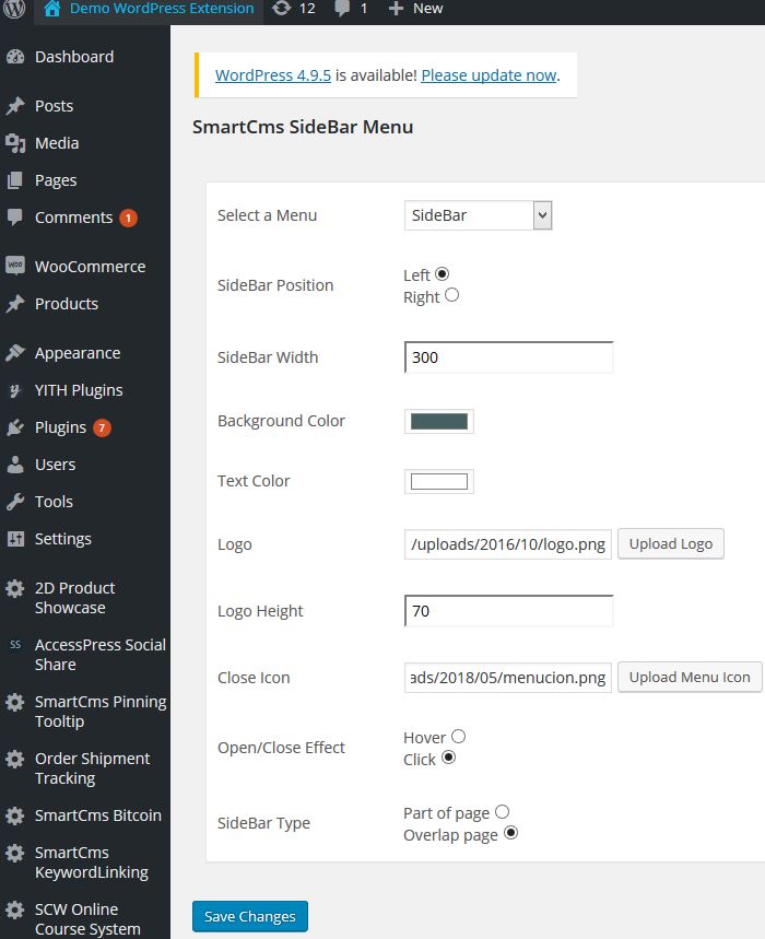WordPress SideBar Menu Plugin by smartcms CodeCanyon