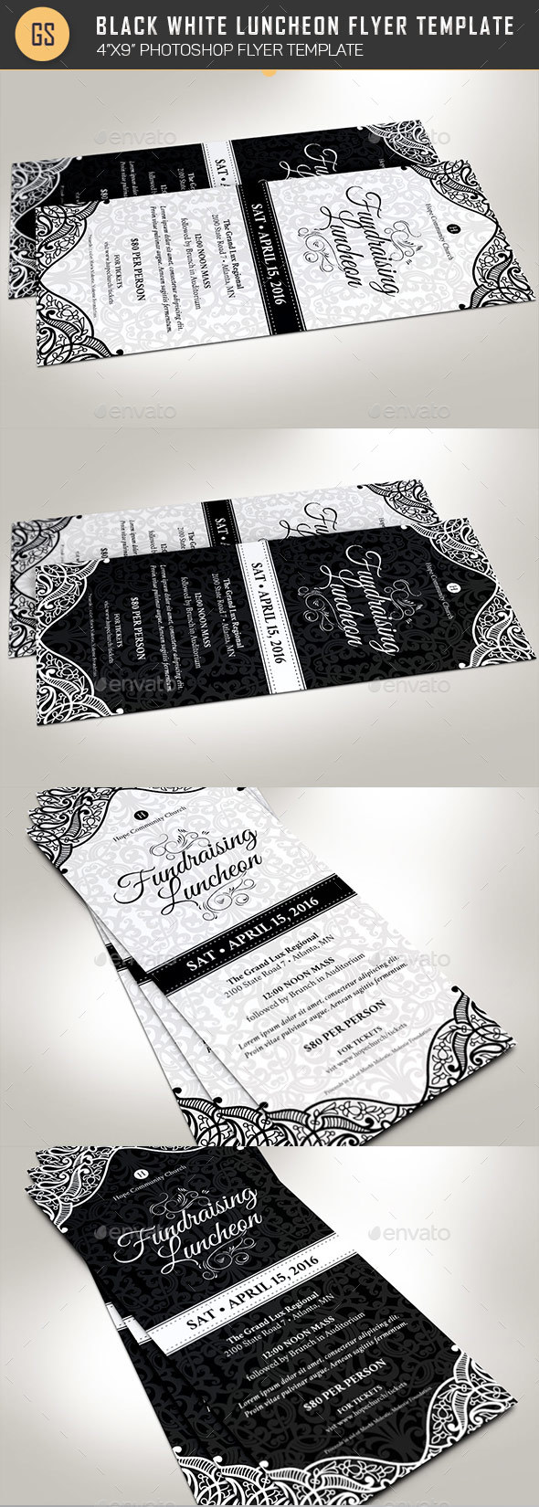 Black White Luncheon Flyer Template - Events Flyers