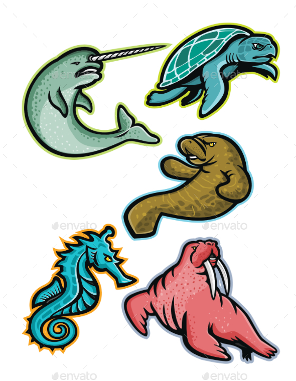 Aquatic Animals and Marine Mammals Collection - Animals Characters