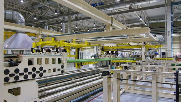 Conveyor Tranfers Green Pipes Workers Control Process alt