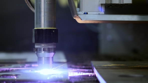 Industrial Robotic Laser Cutter Cuts Metal Parts with Great Precision Just Like a Knife Through
