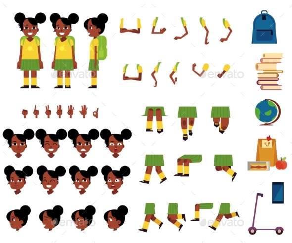 Vector Student Kid Creation Set - People Characters