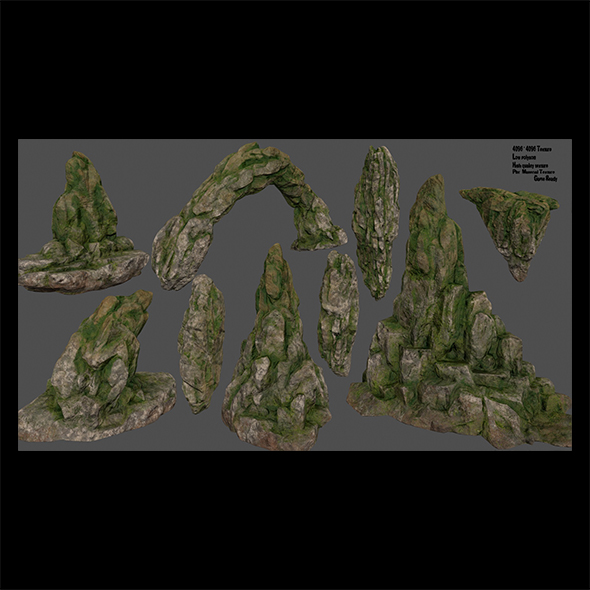 mossy rocks set - 3Docean 21958856