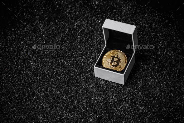 Golden bitcoin coin - Stock Photo - Images