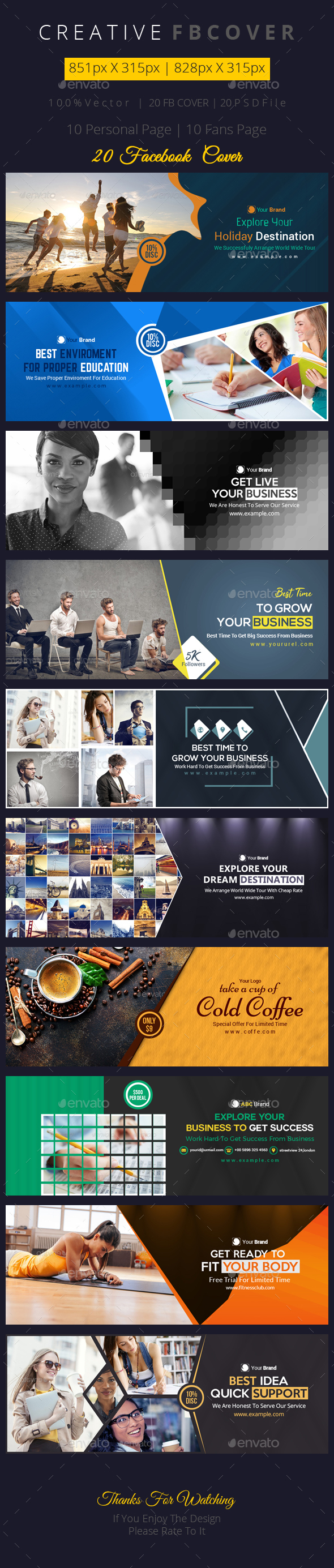 Facebook Cover Bundle - 20 Design - Facebook Timeline Covers Social Media