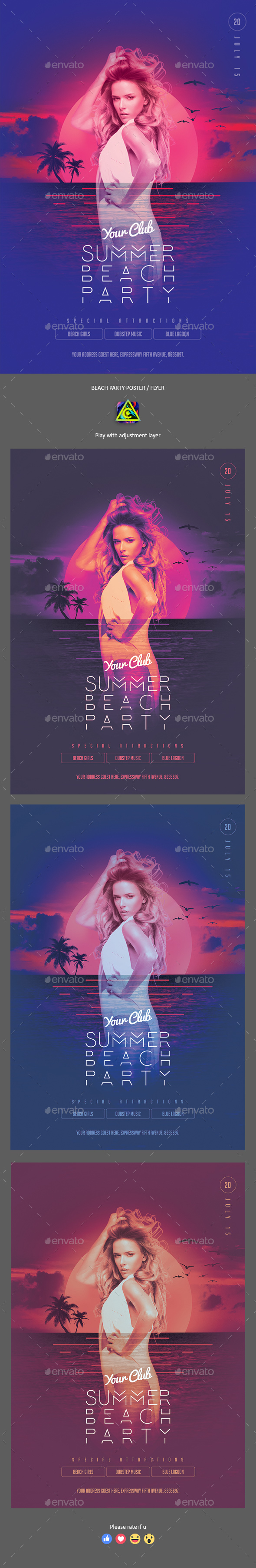 Beach Party Poster / Flyer - Clubs & Parties Events