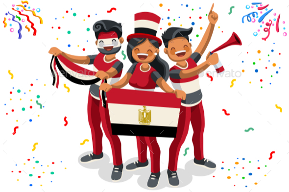 Russia with Egypt Flag - People Characters