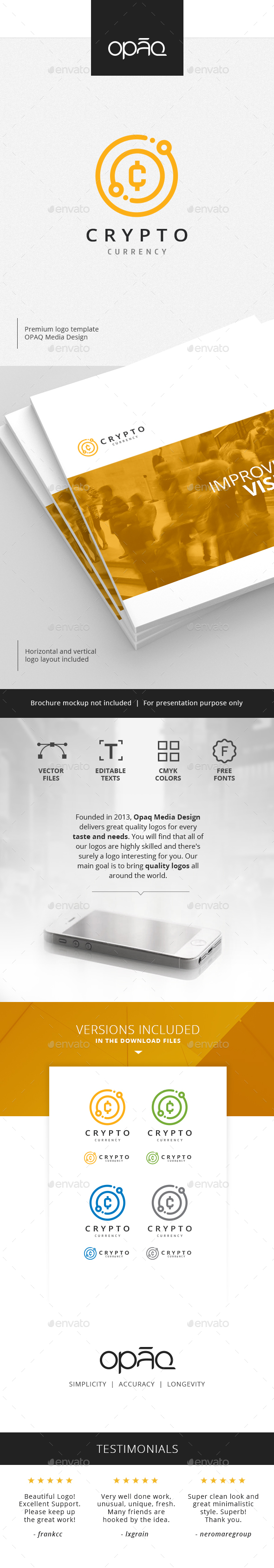 Crypto Bitcoin Currency Logo - Symbols Logo Templates