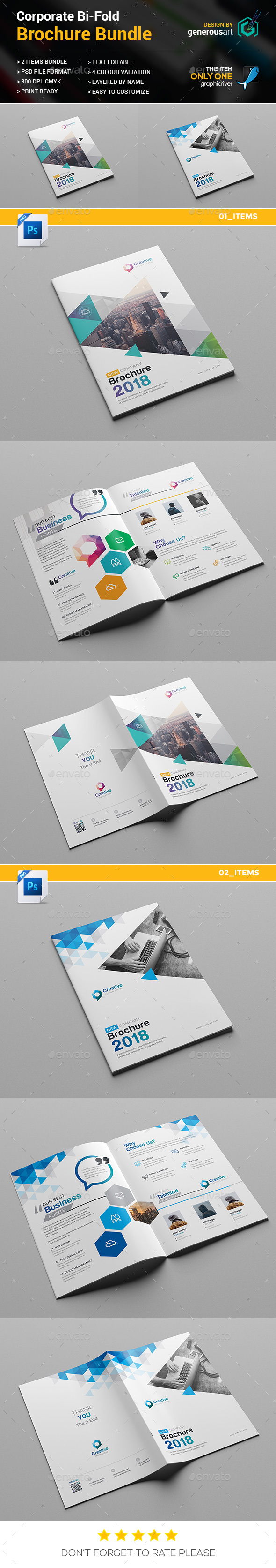 Bi-Fold Brochure Bundle 2 in 1 - Brochures Print Templates