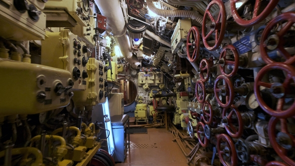 Interior of a Real Submarine with Electrobrushes, Pipes and Sensors alt