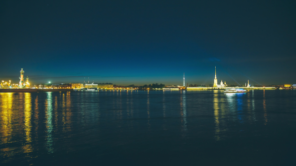 Peter and Paul Fortress in St. Petersburg at Night