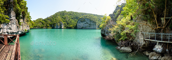 Panorama Thale Nai view Blue Lagoon (Emerald Lake) - Stock Photo - Images