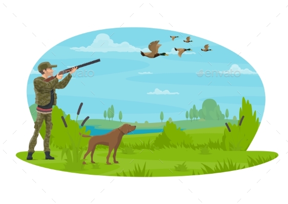 Hunt for Ducks Vector Poster Design - Sports/Activity Conceptual