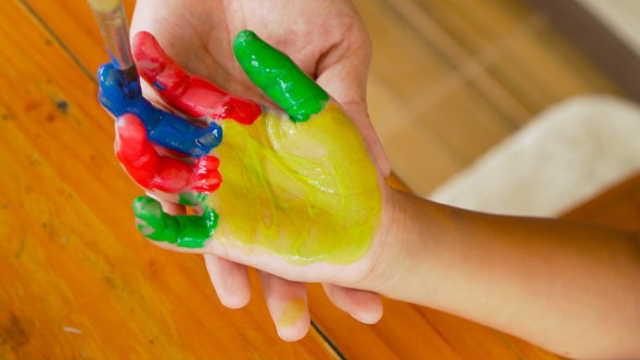 Child's Palm Painted, Stock Footage | VideoHive