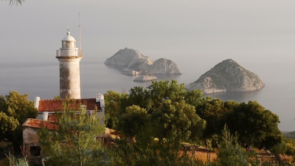 Lighthouse Gelidonya Peninsula in Spring. Beautiful Landscapes Outdoors in Turkey and Asia. The