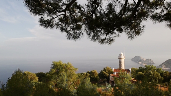 Lighthouse Gelidonya Peninsula in Spring. Beautiful Landscapes Outdoors in Turkey and Asia