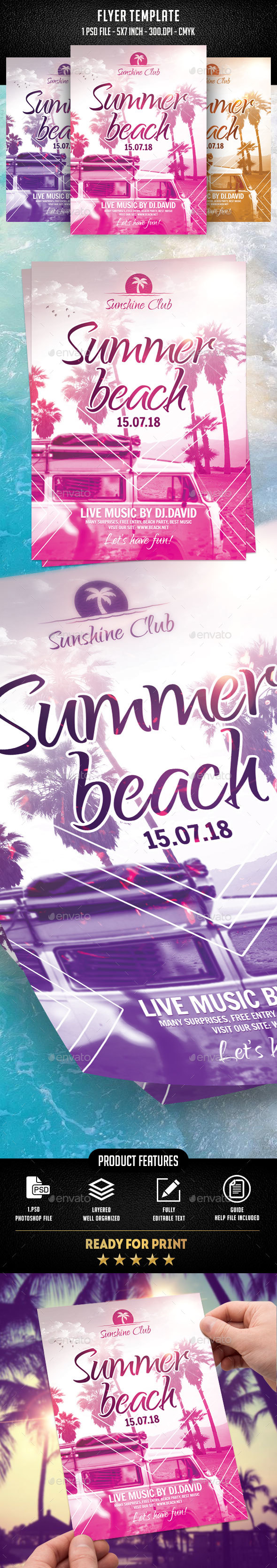Summer Beach Flyer Template - Flyers Print Templates