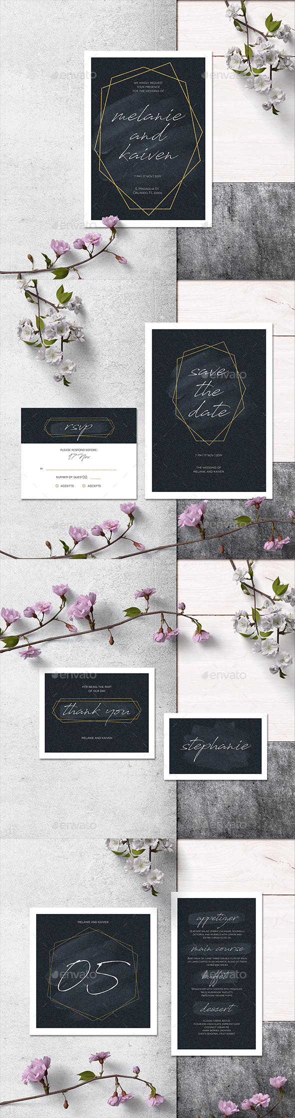 Simple Geometric Line Invitation Set - Weddings Cards & Invites