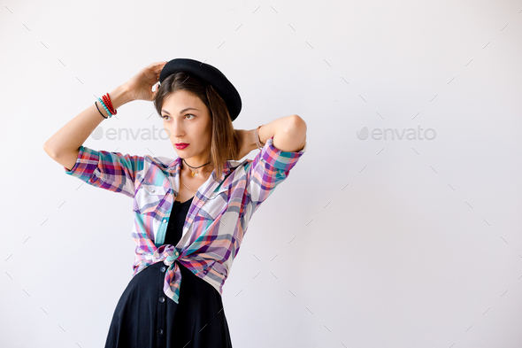 Portrait of a serious young hipster - Stock Photo - Images
