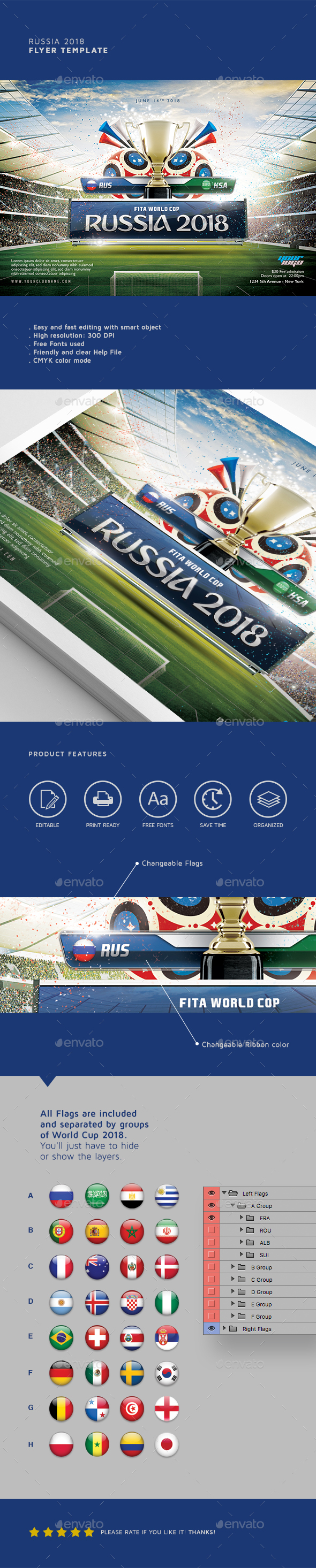 Russia 2018 Flyer Template - Sports Events