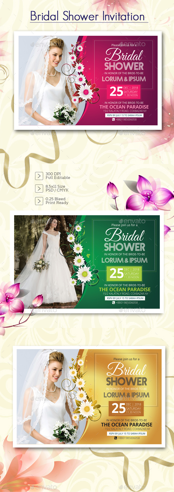 Bridal Shower Invitation - Cards & Invites Print Templates