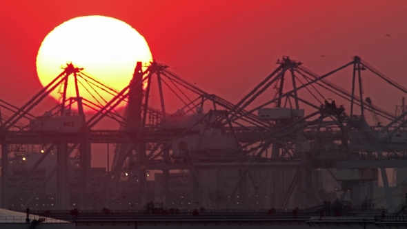 The Rotterdam Harbour After Sunset - Netherlands alt
