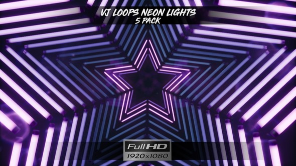 VJ Loops Neon Lights Ver.4 - 5 Pack