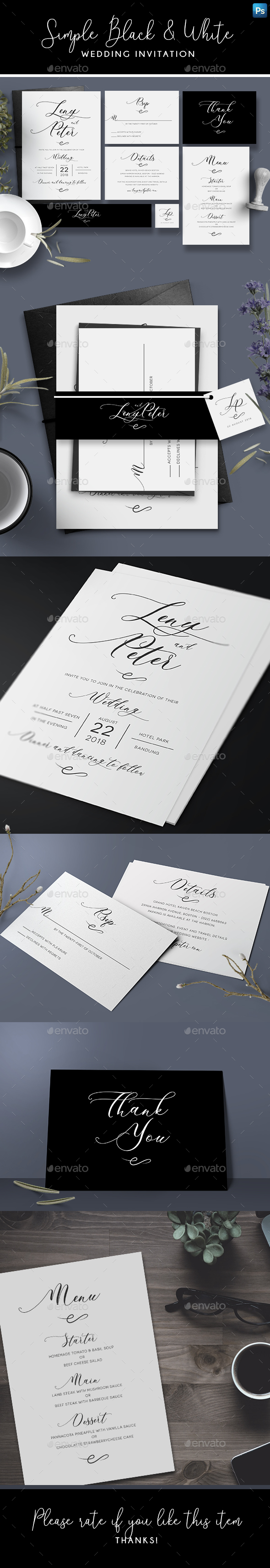 Simple Black & White Invitation - Wedding Greeting Cards