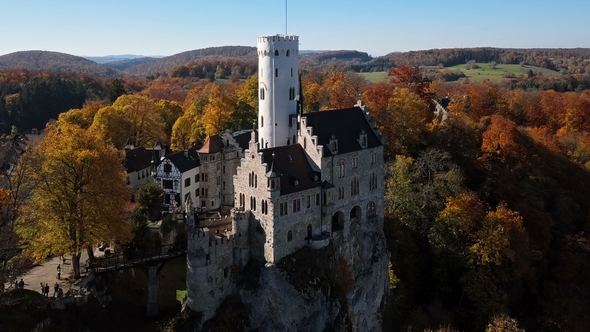 Flight Around Lichtenstein Castle, Germany. alt
