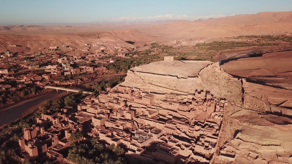 Aerial View on Kasbah Ait Ben Haddou in Morocco alt